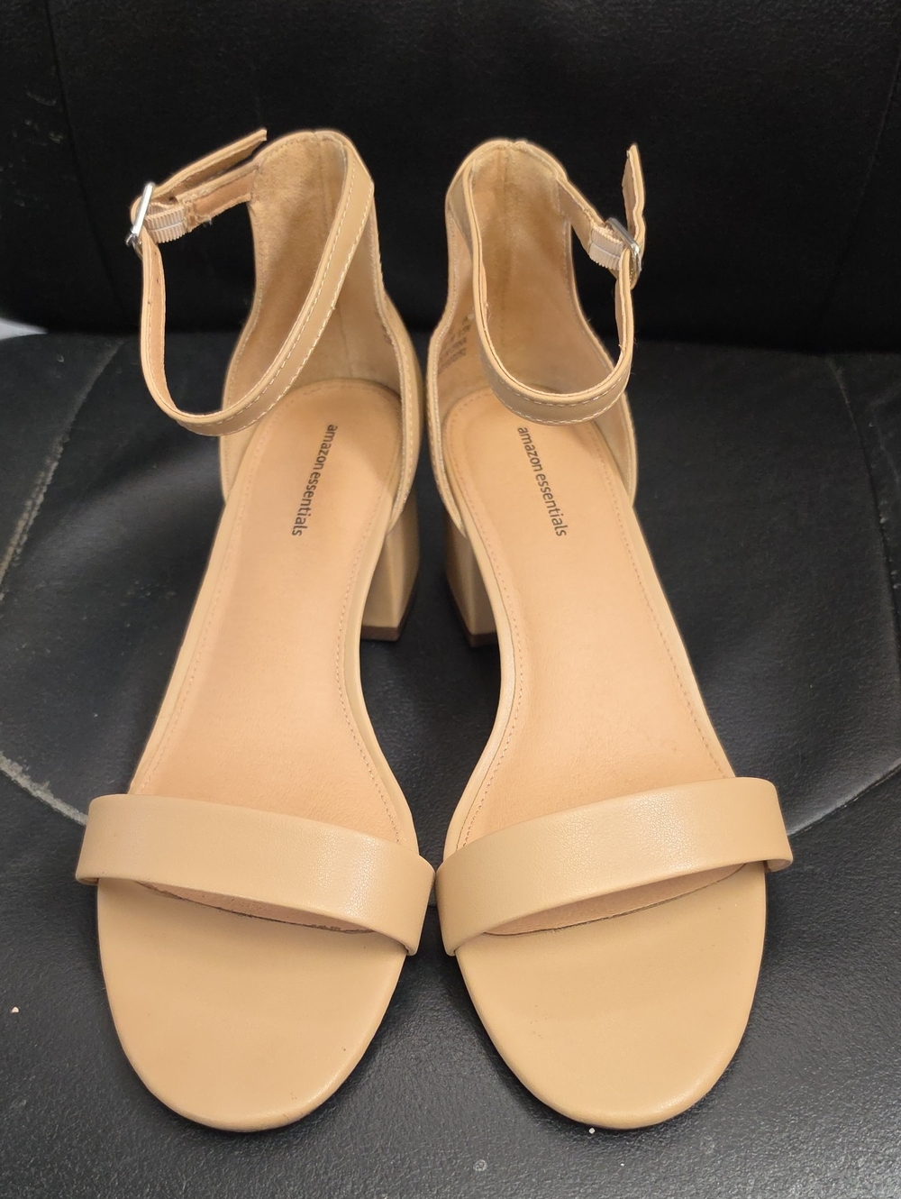 Amazon Essentials Tan Open-Toe Ankle-Strap Block Heel Sandals